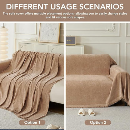 Couch Cover for Dogs, Boho Sofa Covers for 3 Cushion Couch, Chenille Sofa - Image 6