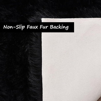 Goolela Black Faux Sheepskin Fur Rug 5x8 - Image 4