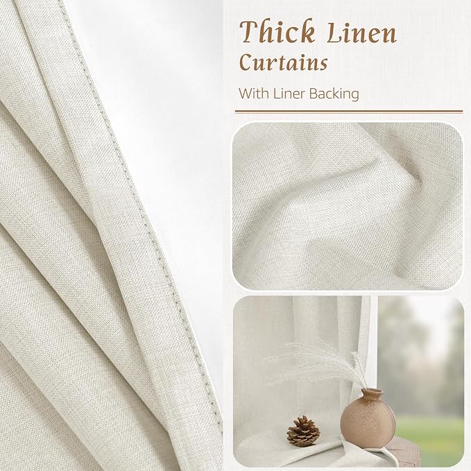 Natural 100% Blackout Linen Curtains 63 Inches - Image 7