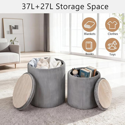 CAROLMADE Set of 2 Round Ottoman - Image 4