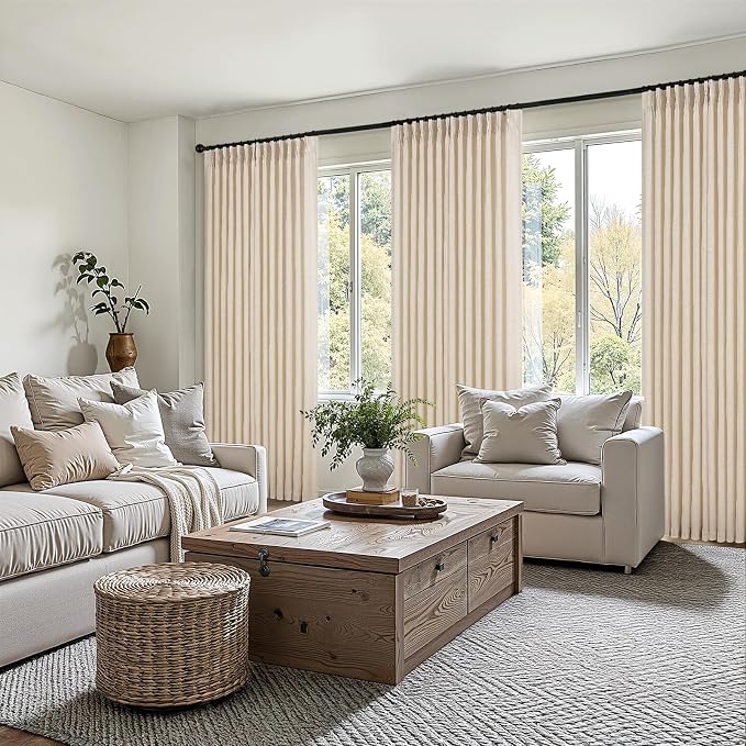 Topfinel 102 Inch Curtains 2 Panels Set, Two Packs Pinch Pleat Back Tab Linen - Image 6