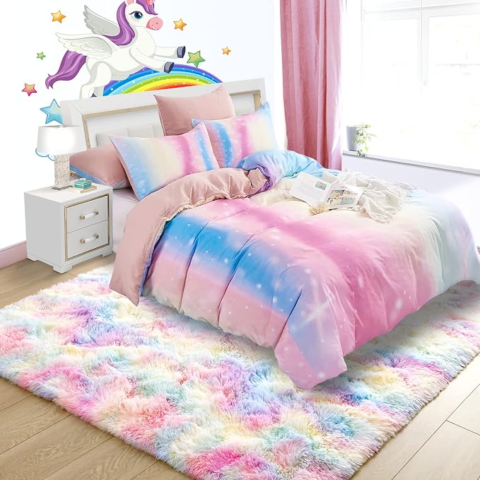 4x6 Rainbow Fluffy Soft Area Rug Non-Slip - Image 5