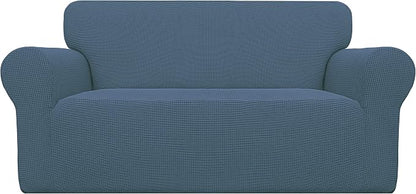 Easy-Going Stretch Oversized Loveseat Couch Covers Washable Bluestone | 1-Piece by Easy-Going
