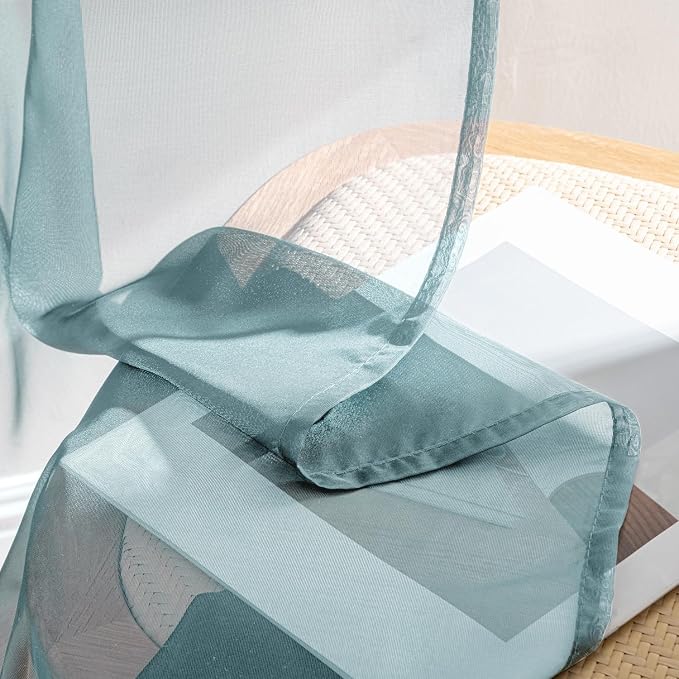 MIULEE Dusty Blue Sheer Curtains 84 Inches Long 4 Panels 42 x 84 Inches | Light - Image 7