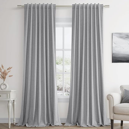 Grey 100% Blackout Curtains 96 Inch Length 2 Panels Set - Image 9