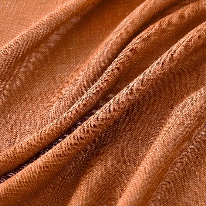 MIULEE Orange Fall Linen Curtains 52x96 Inch 2 Panels - Image 3