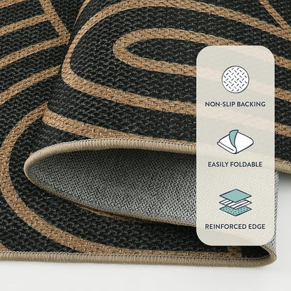 Lahome Enfys Modern Rainbow Easy Jute Patio Rug, 3x5 Washable Rugs - Image 4