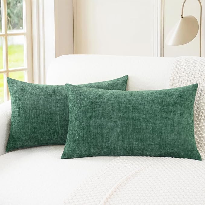 CaliTime Decorative Couch Throw Pillow Covers 20 X 12 Inches Dark Green | Pack by CaliTime