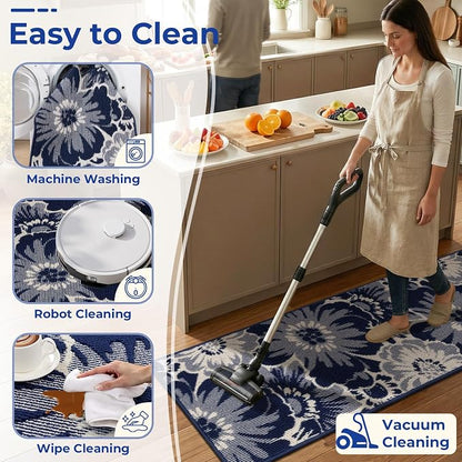 Findosom Hallway Runner Rug 2x10, Non Slip High-Low Textured Floral Washable - Image 4