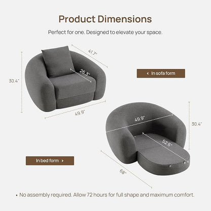 SICOTAS 49.9" Curved Convertible Sofa Couch Bed - Image 2