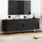 63" TV Stand with Power Outlet, Modern Media Console with Sliding Doors by ComfyCorner