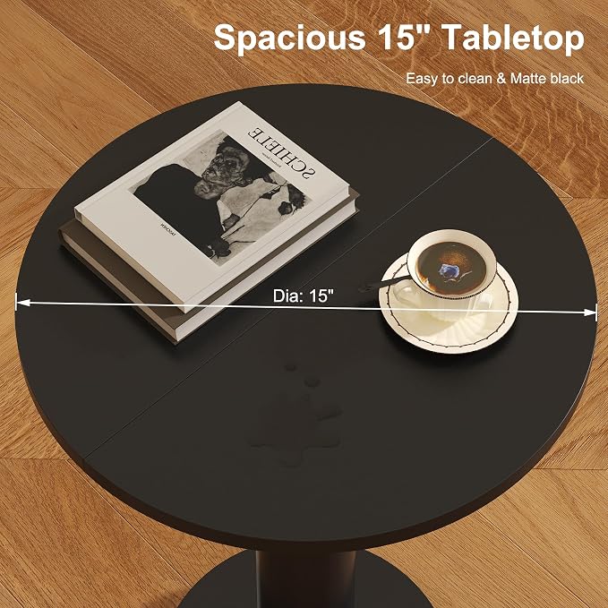 LAATOOREE Round Side Tables Set of 2, Pedestal Drink Table, Spacious Top - Image 7