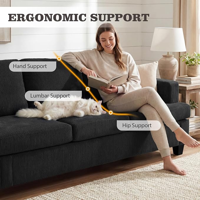 Apicizon 89" Dark Grey Couch for Living Room, Comfy Clound Couch 3 Seater Sofa - Image 9
