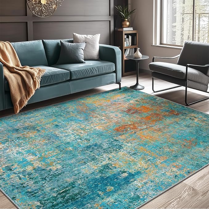 RELEANY Washable 5'x7' Abstract Area Rug - Image 3