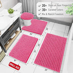 Arotive Luxury Chenille Bathroom Rug Mat, Extra Soft Thick Absorbent Shaggy Bath Rugs, Non-Slip Machine Wash Dry, Plush Bath Mats for Bathroom, Shower and Tub, 30x17, Deep Pink