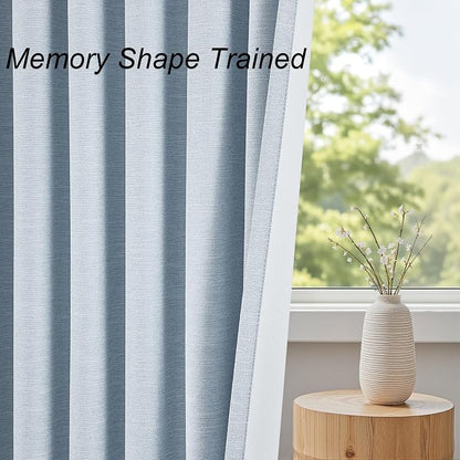 Topfinel Light Blue Linen Blackout Curtains 102 Inches Long - Image 4