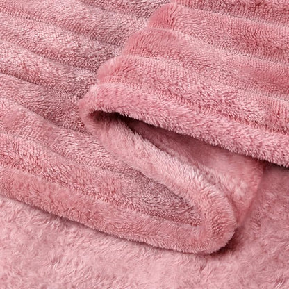 BEDELITE 3D Ribbed Jacquard Pink Fleece Throw Blanket - Image 9