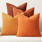 MIULEE Fall Corduroy Decorative Throw Pillow Covers Orange Rust 18x18 | Set of 4 by MIULEE