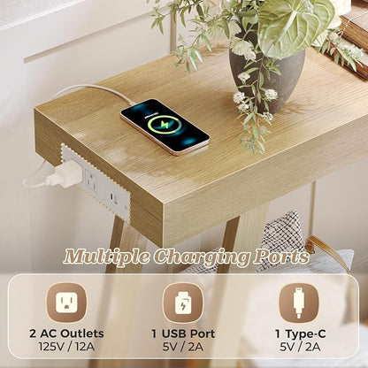 Huuger Console Table with Charging Station, USB-C Port, 2 Tiers Entryway Table - Image 4