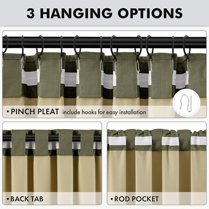 MIULEE 100% Blackout Linen Curtains 42 x 63 Inch Light Olive Green 2 Panels | - Image 5