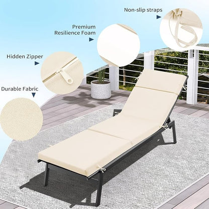 2 Pcs Outdoor Chaise Lounge Cushion 72" x 21" x 3", 4-Section Folding Patio - Image 5