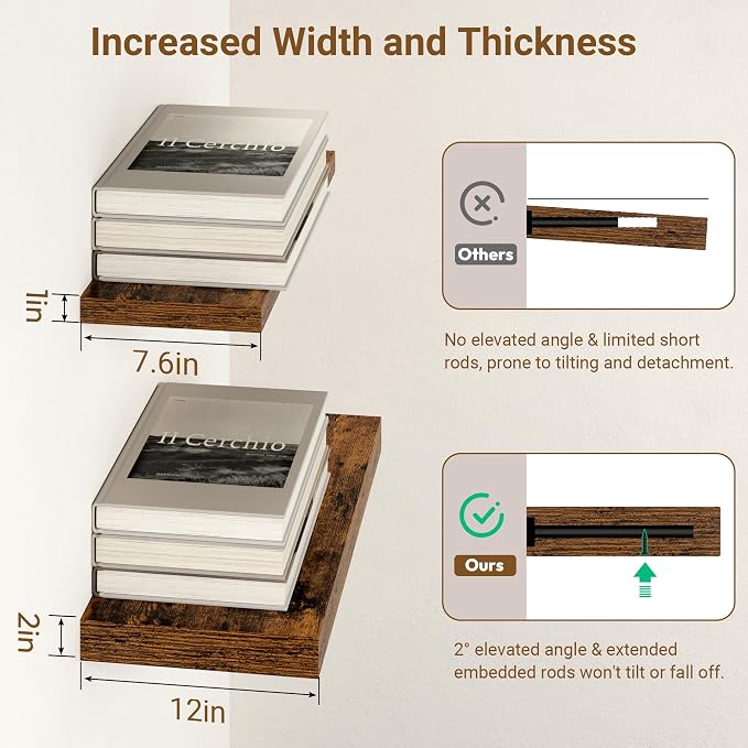 55 Inch Floating Shelves, 12 Inch Deep Floating Shelves - Image 4
