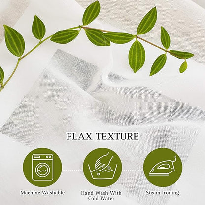 NICETOWN Linen Curtains for Bedroom 63 inch Long, Grommet Semitransparent Flax - Image 4