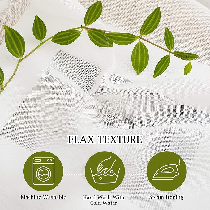 NICETOWN Faux Flax Linen Light Filtering Sheer Curtains - Image 4
