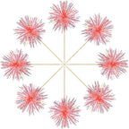 Gyufise 30Pcs Foil Firework Cupcake Toppers Sparkle Tinsel Cake Toppers Tinsel Drink Cake Decoration Cocktail Picks for Birthday Wedding Graduation Party Supplies Laser Orange