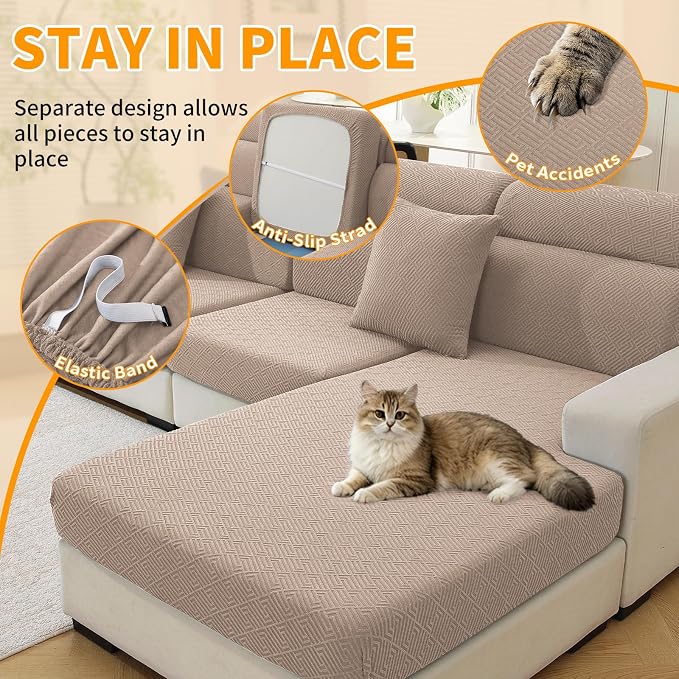 XINEAGE Couch Cushion Covers, Loveseat Sofa Seat Slipcovers - Image 5