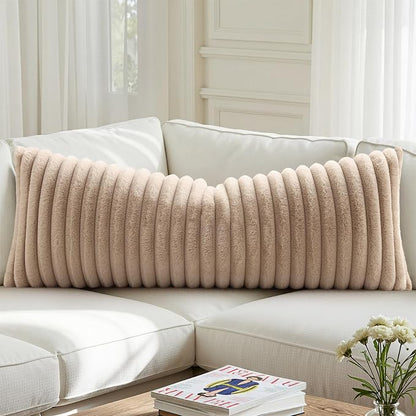 decorUhome Fall Faux Fur Throw Pillow Covers 14x36 Pack of 1 Khaki Brown | - Image 6