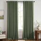 MIULEE 100% Blackout Linen Curtains 42 x 96 Inch Olive Green 2 Panels | Thermal by MIULEE