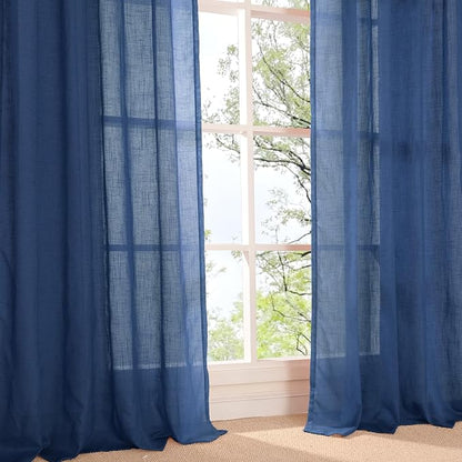 BGment 102 Inch Length Navy Blue Linen Curtains - Image 9
