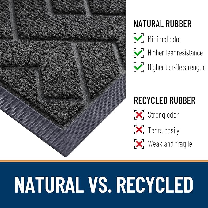 OLANLY Front Door Mat Outside 47x32, All-Season Absorbent Rubber Doormat | Black - Image 5