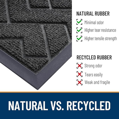 OLANLY Front Door Mat Outside 47x32, All-Season Absorbent Rubber Doormat | Black - Image 5