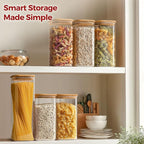 Airtight Glass Storage Canister with Lids, Kitchen Pantry Storage Jar with Labels, Food Storage Container for Sugar Tea Coffee Beans Snacks (2 pack 1.6qt)