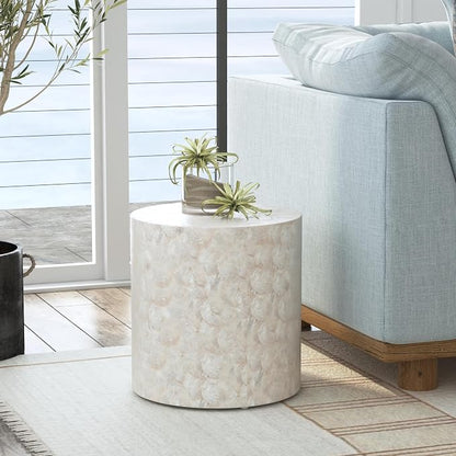 East at Main Capiz Shell Side Table – White Accent Table, Small Decorative - Image 2