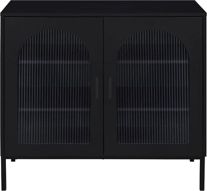 Coaster Home Furnishings Jess 2-Door Arched Fluted Glass Accent Cabinet Black - Image 5