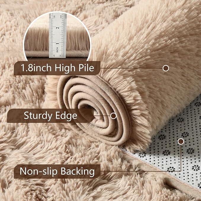 7x10 Large Beige Fluffy Soft Area Rug Non-Slip - Image 6