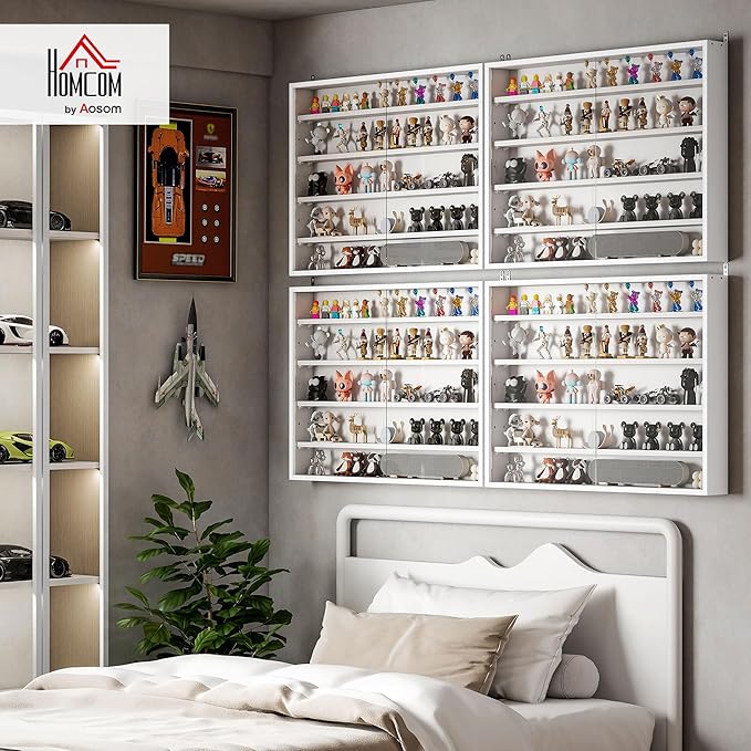 HOMCOM 5-Tier Display Cabinet, Glass Door Cabinet - Image 2