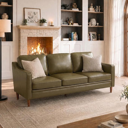 Kingfun 80" Faux Leather Sofa, 3 Seater Couch, Mid Century Modern Couches by KINGFUN-Anexcitingoption