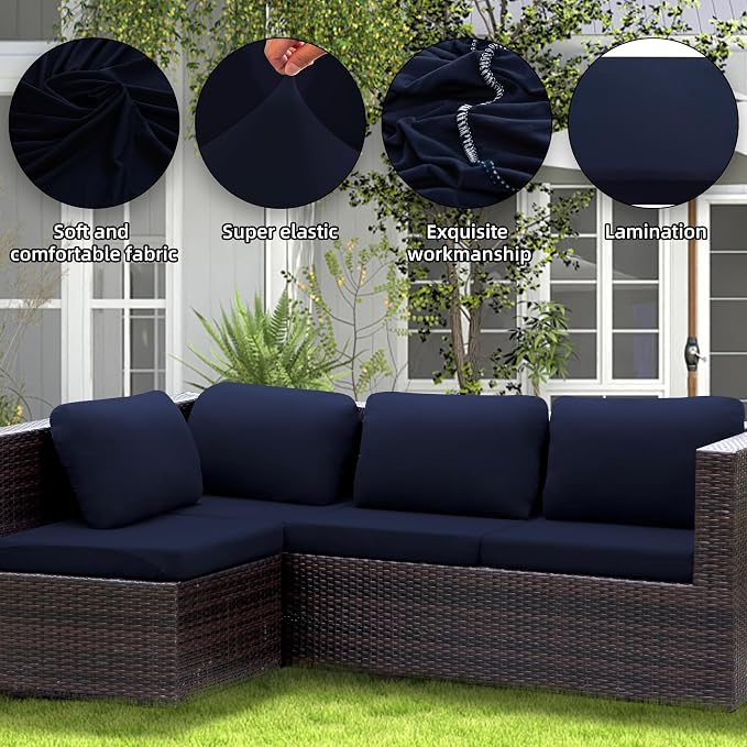 14PCS Patio Cushion Covers, Patio Furniture Couch Seat Slipcovers | Washable - Image 4