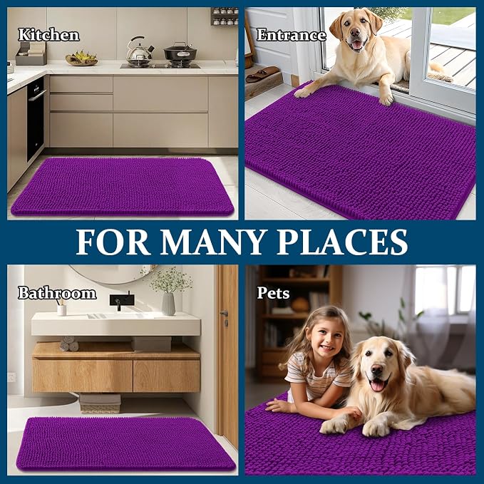 OLANLY Dog Door Mat for Muddy Paws 24x16, Super Absorbent Chenille Mud Mat | - Image 8