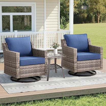 3 Pieces Patio Furniture Set-High Back Swivel Patio Chairs Set of 2 by AMCLOBA