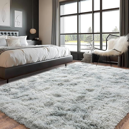 Pionblank Large Rug for Living Room 6x9, Modern Shag Area Rug, Tie Dye Grey | - Image 3