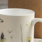 Maison d' Hermine Coffee Mug with Handles Fine Bone China Mugs Pack of One Tea Cups for Hot Beverages Cappuccino Latte Home Restaurant Office Perfect for Gift (Botanical Fresh - Meadow, 15 Ounce)