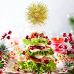 Chinco 100 Pcs Foil Firework Cupcake Toppers Sparkle Tinsel Cake Toppers Cake Decoration Cocktail Fruit Toothpick for Birthday Wedding Graduation Party(Green, Gold)