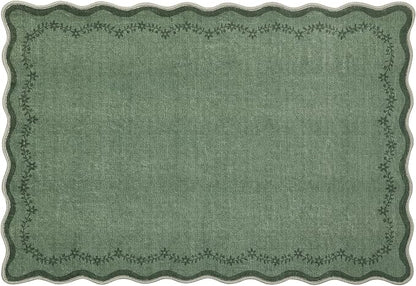 GarveeHome Scalloped Entryway Rug 2x3 Green Washable Front Door Entry Rug | - Image 8