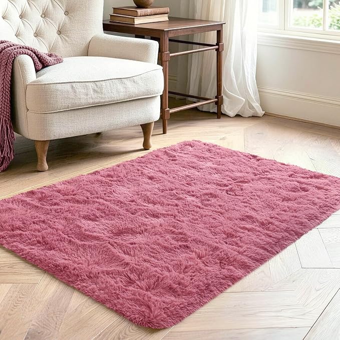 2x3 Blush Fluffy Soft Area Rug Non-Slip - Image 3