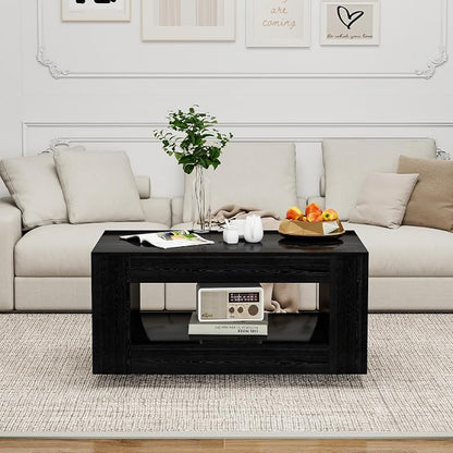 39" Wood Coffee Table for Living Room, Sides Storage - Image 7
